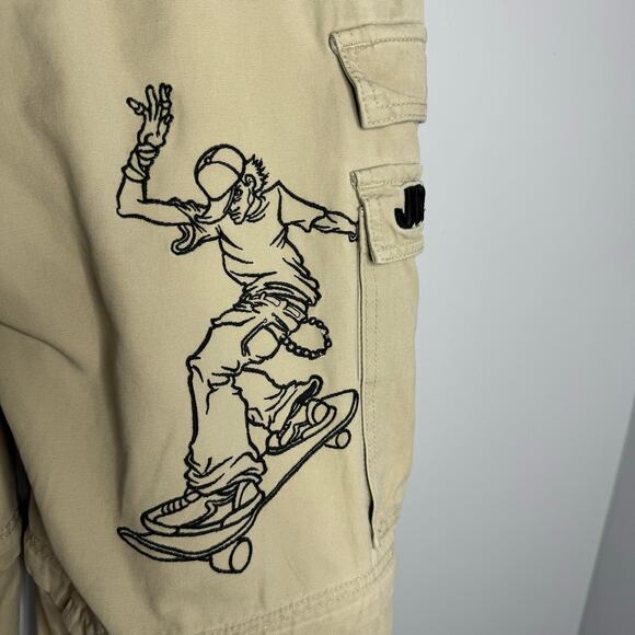 JNCO Jeans Khaki Cream Cargo Pants  Wide Leg Skater Raver Y2K Vintage 90s Sz. 18 - Picture 8 of 14